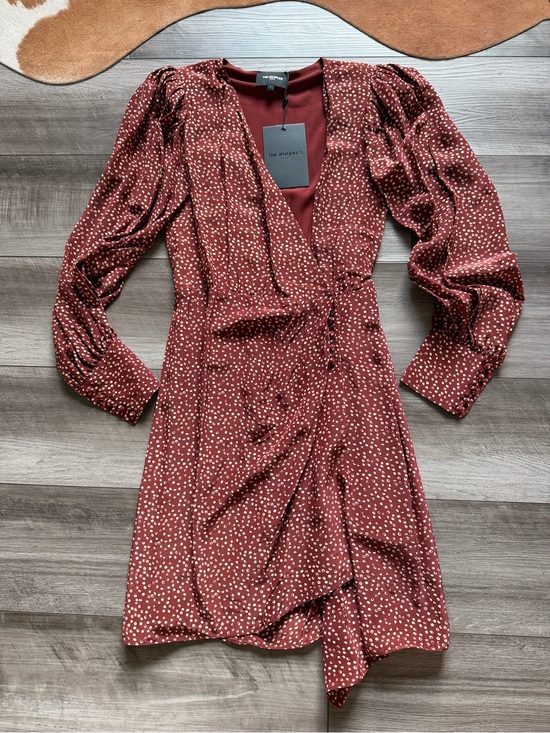 The Kooples Dresses & Skirts - The kooples Wrap-Style Burgundy Polka Dot Dress size 1